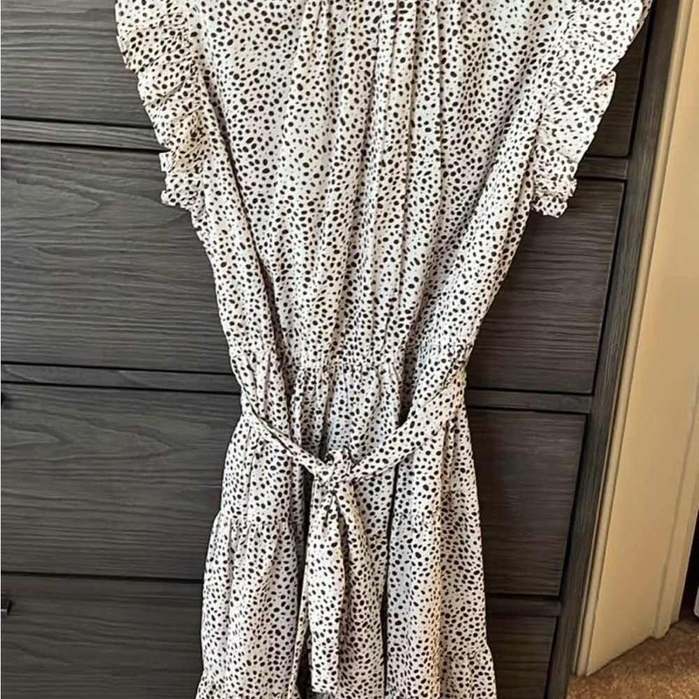 Elegant White Polka Dot Mini Dress